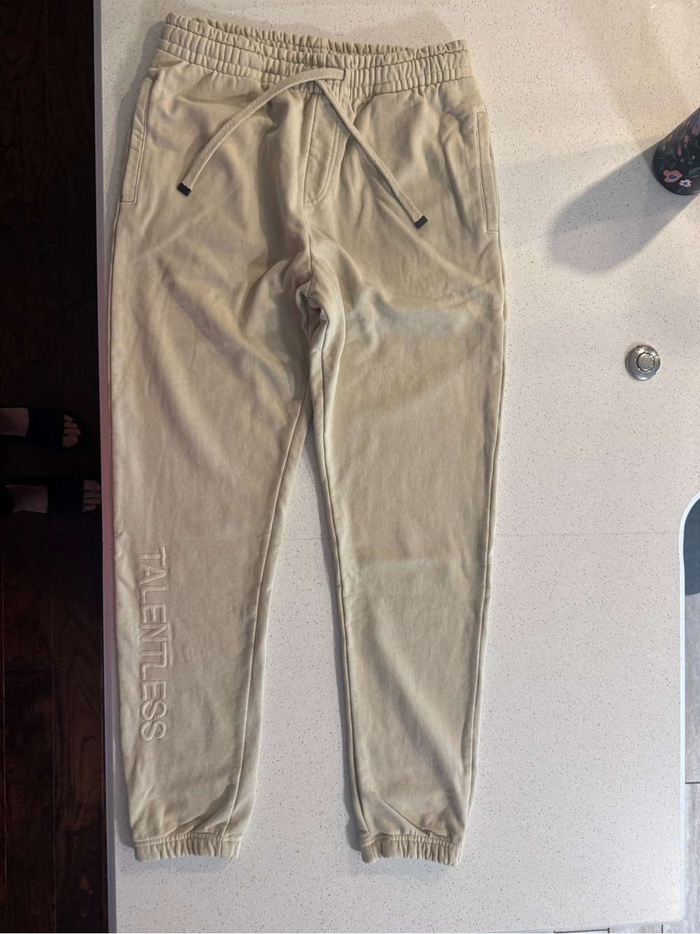 TALENTLESS Cream Drawstring Joggers, Brand New